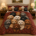 Colorful Poodle Portrait Quilt Set, Patchwork Dogs