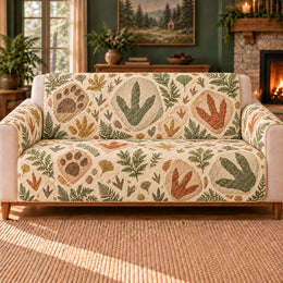 Prehistoric Footprint Mosaic Sofa Cover, Prehistoric Decor, Gift for Dinosaur Lovers