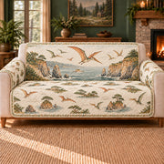 Pterosaur Coastal Frieze sofa cover on a beige sofa