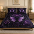 Dark Purple Butterfly Botanical Quilt Set