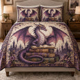 Purple Dragon Reading Books Quilt Set