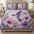 Purple Hummingbird Hibiscus Quilt Set