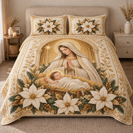 Nativity Quilt Set, Mother Mary and Baby Jesus, Gift for Christian Families