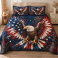 Patriotic Eagle Quilt Set, American Flag Wings and Navy Stars, Gift for Eagle Lovers