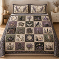 Witchy Patchwork Quilt Set, Lavender Moons and Black Cats, Gift for Witchy Decor Lovers