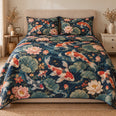 Koi Pond Quilt Set, Lotus Flowers and Blue Water, Gift for Koi Lovers