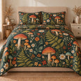 Woodland Mushroom Quilt Set, Ferns Wildflowers and Toadstools, Gift for Nature Lovers