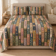 Vintage Bookshelf Quilt Set, Ornate Spines and Celestial Details, Gift for Book Lovers