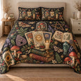 Witchy Library Quilt Set, Tarot Cards Books and Mushrooms, Gift for Witchy Decor Lovers