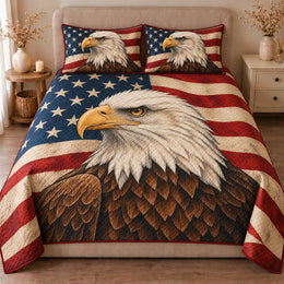 American Eagle Quilt Set, Stars Stripes and Patriotic Colors, Gift for Eagle Lovers