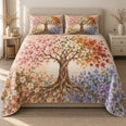 Four Seasons Tree Quilt Set, Pastel Blossoms and Autumn Leaves, Gift for Nature Lovers