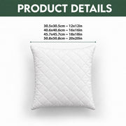 Quilted throw pillow size guide, 12, 16, 18 and 20 inches