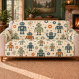 Retro Robot Silhouette Toss Sofa Cover, Technology Decor, Gift for Robot Fans
