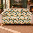 Retro Rocket Chevron Sofa Cover, Retro Space Decor, Gift for Rocket Fans