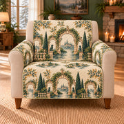 River Gate Arches sofa cover on a beige armchair