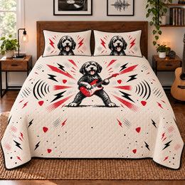 Rock Guitar Doodle Goldendoodle Quilt Set