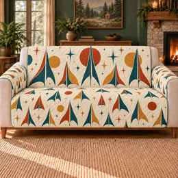Rocket Fin Geometry Sofa Cover, Retro Space Decor, Gift for Rocket Fans