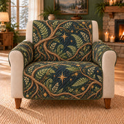 Root and Starlight Weave sofa cover on a beige armchair