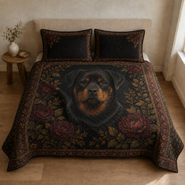 Rottweiler Renaissance Botanical Quilt Set, Floral Dog Lover Decor