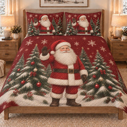 Standing Santa Christmas Tree Quilt Set