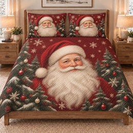 Santa Claus Portrait Christmas Tree Quilt Set