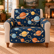 Saturn Ring Chains sofa cover on a beige armchair