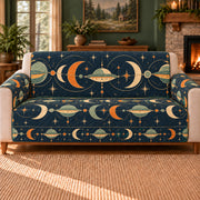 Saucer Crescent Chain sofa cover on a beige sofa