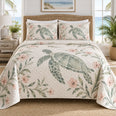 Blush Bloom Sea Turtle Quilt Set – Coastal Bedding Gift for Turtle Lovers