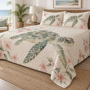 Blush Bloom Sea Turtle Quilt Set right angle