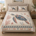 Sea Turtle Coral Coastal Quilt Set