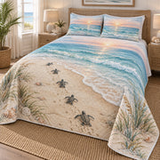 Sea turtle hatchlings beach quilt right angle