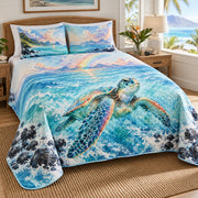 Island rainbow sea turtle quilt left angle