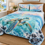 Island rainbow sea turtle quilt right angle