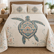 Mandala sea turtle quilt set front hero view
