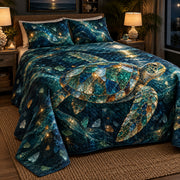 Sea glass turtle quilt set left view