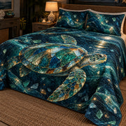 Sea glass turtle quilt set right view