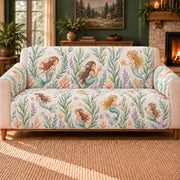 Seagrass Mermaid Repeat sofa cover on a beige sofa