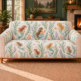 Seagrass Mermaid Repeat Sofa Cover, Sea Fantasy Decor, Gift for Mermaid Lovers