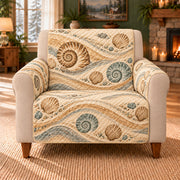 Sediment Shell Waves sofa cover on a beige armchair