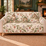 Seedpod Cottage Trail sofa cover on a beige sofa