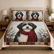 Sheepadoodle Christmas Winter quilt design with coordinating pillow shams