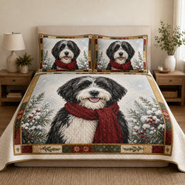 Sheepadoodle Christmas Winter Quilt Set