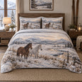 Snowfield Horses Horse Open Landscape Quilt Set