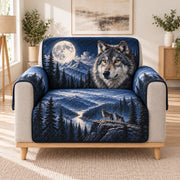 Moonlit Wolf Mountain Sofa Cover, single-seat armchair view