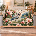 Blue Heron and Magnolia Sofa Cover, Floral Nature Home Decor, Gift for Bird Lovers