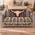 Texas Longhorn and Bluebonnet Sofa Cover, Western Home Decor, Gift for Ranch Lovers