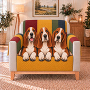 Basset Hound Trio Sofa Cover, single-seat armchair view