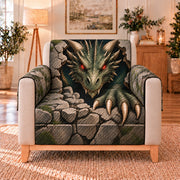 Emerald Dragon Sofa Cover, single-seat armchair view