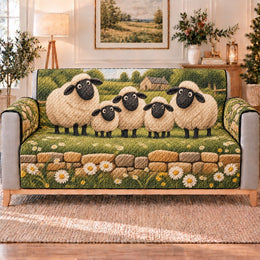 Sheep Family Sofa Cover, Cozy Countryside Home Decor, Gift for Farm Animal Lovers