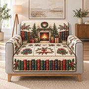 Christmas Library Fireplace Sofa Cover, single-seat armchair view